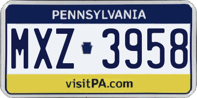 PA license plate MXZ3958