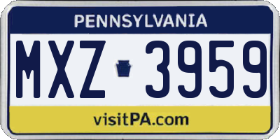 PA license plate MXZ3959