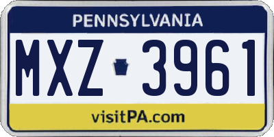 PA license plate MXZ3961