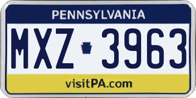 PA license plate MXZ3963
