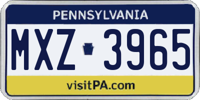 PA license plate MXZ3965