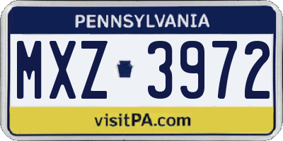 PA license plate MXZ3972