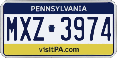 PA license plate MXZ3974