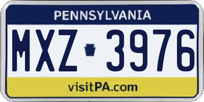 PA license plate MXZ3976