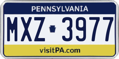 PA license plate MXZ3977