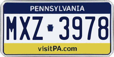 PA license plate MXZ3978