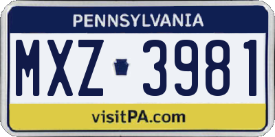 PA license plate MXZ3981