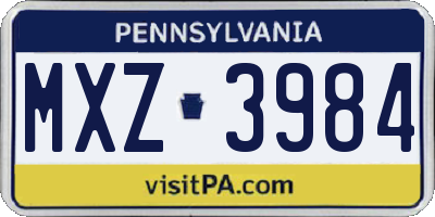 PA license plate MXZ3984