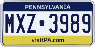 PA license plate MXZ3989