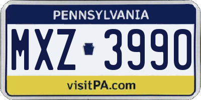 PA license plate MXZ3990