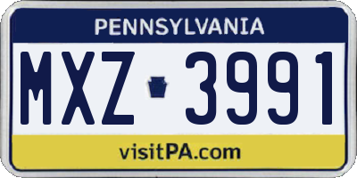 PA license plate MXZ3991