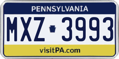 PA license plate MXZ3993