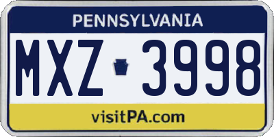 PA license plate MXZ3998