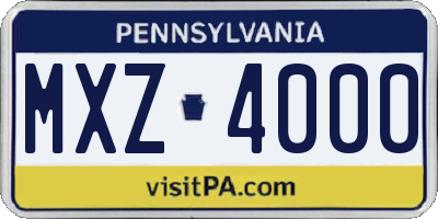 PA license plate MXZ4000