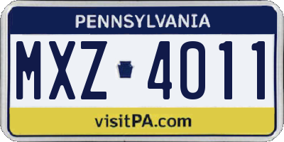 PA license plate MXZ4011