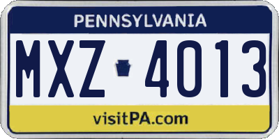 PA license plate MXZ4013