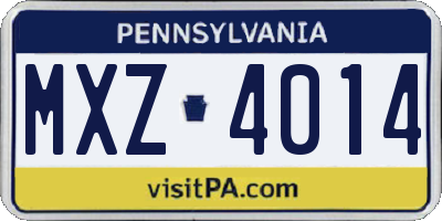 PA license plate MXZ4014