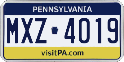 PA license plate MXZ4019