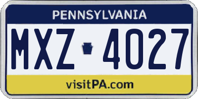 PA license plate MXZ4027