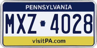 PA license plate MXZ4028
