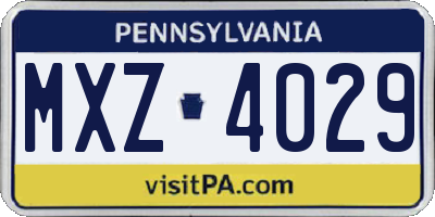 PA license plate MXZ4029