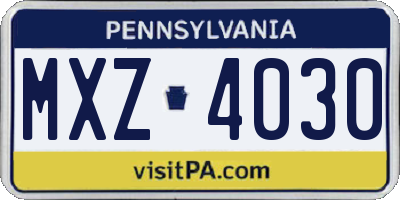 PA license plate MXZ4030
