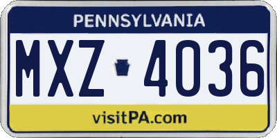 PA license plate MXZ4036