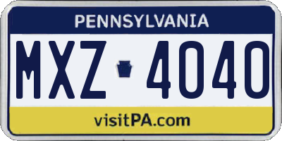 PA license plate MXZ4040