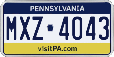 PA license plate MXZ4043