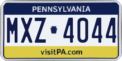 PA license plate MXZ4044