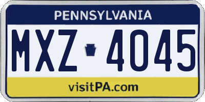 PA license plate MXZ4045