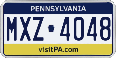 PA license plate MXZ4048