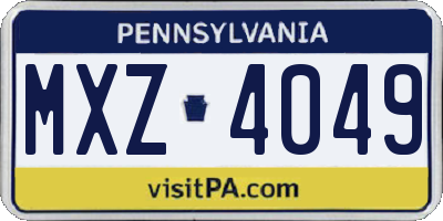 PA license plate MXZ4049