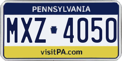 PA license plate MXZ4050