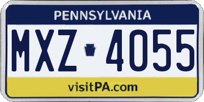 PA license plate MXZ4055
