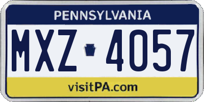 PA license plate MXZ4057