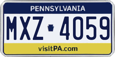 PA license plate MXZ4059