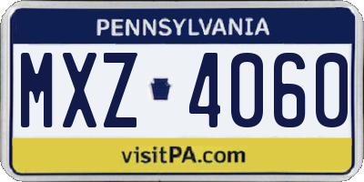 PA license plate MXZ4060