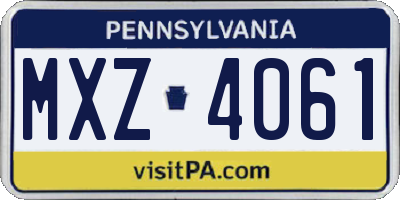 PA license plate MXZ4061