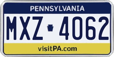 PA license plate MXZ4062