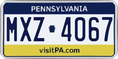 PA license plate MXZ4067