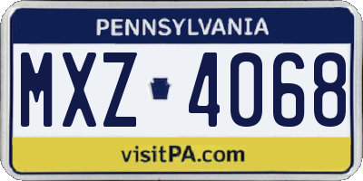PA license plate MXZ4068