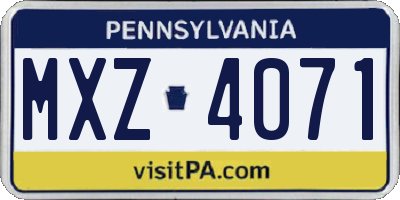 PA license plate MXZ4071