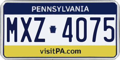PA license plate MXZ4075