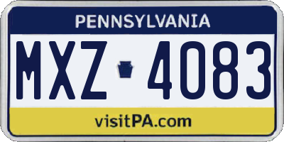 PA license plate MXZ4083