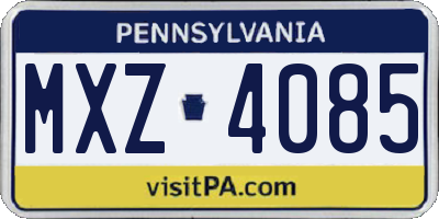 PA license plate MXZ4085