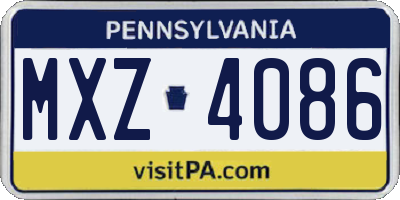 PA license plate MXZ4086