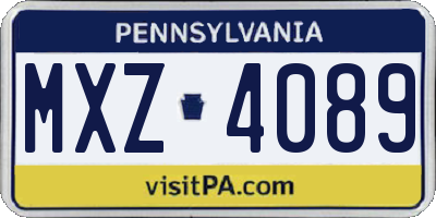 PA license plate MXZ4089