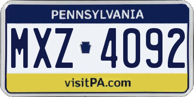 PA license plate MXZ4092