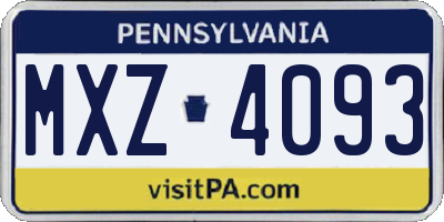 PA license plate MXZ4093